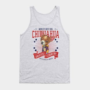 Attitude with red white and blue patriotic Chihuahua wearing hoodie USA Tank Top